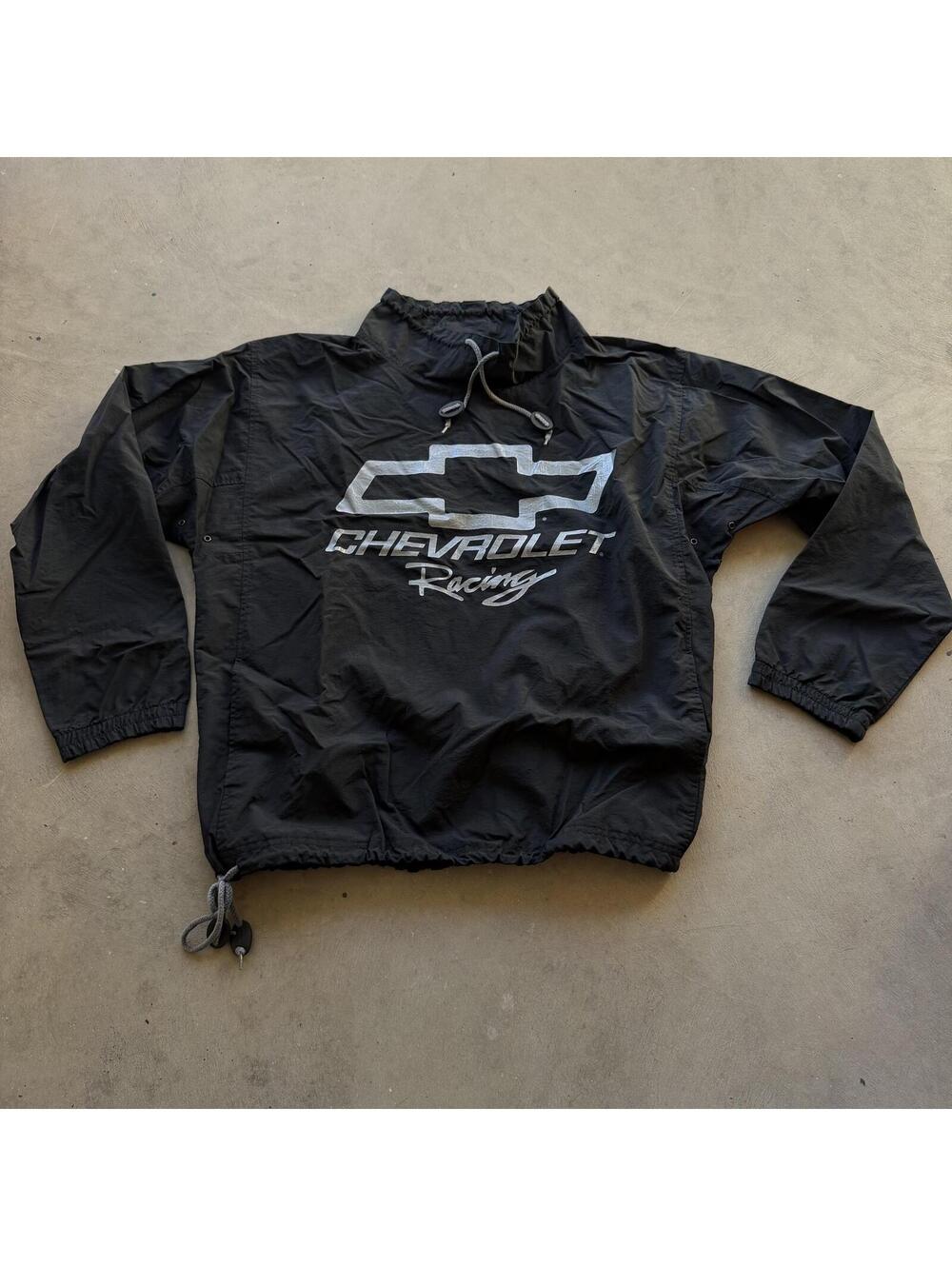 Vintage 90s Chevrolet Racing Black Windbreaker Pullover